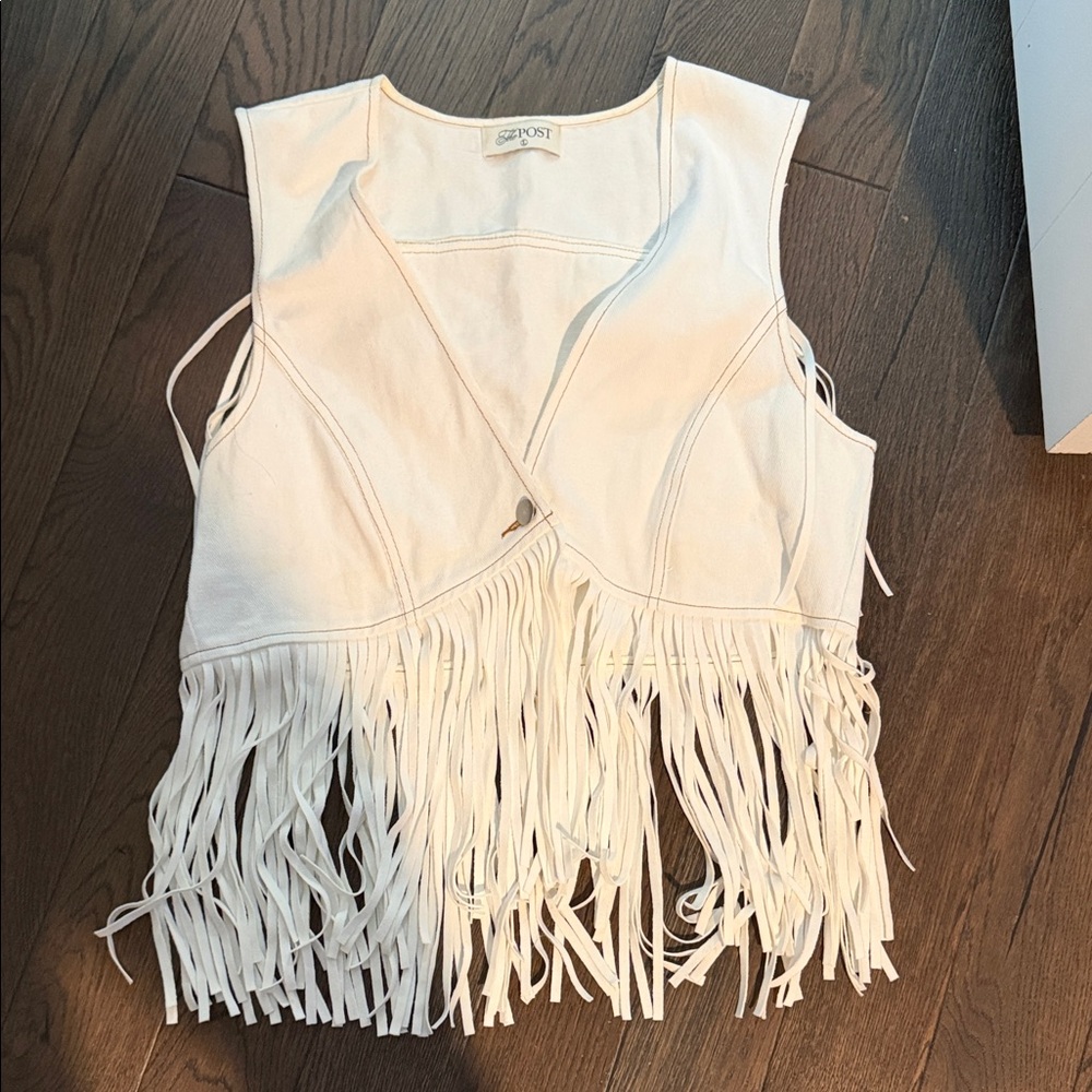 White Fringe Crop Top